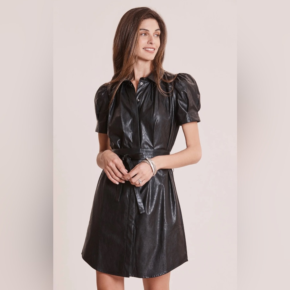 Tyler‎ Boe Veronica Faux Leather Dress With Belt Black Size 10 New With Tags